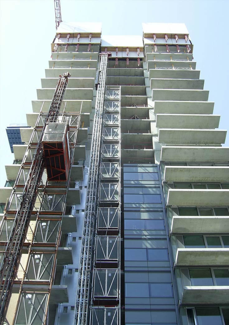 Pre-cast balconies on the 44 storey Landmark at Canary Wharf